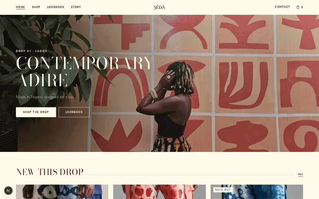 Șèdá storefront home page